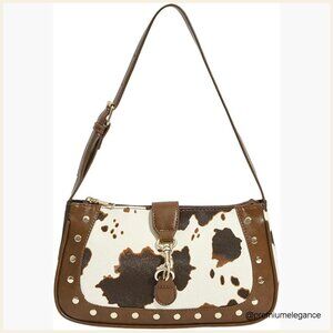 Y2K Western Cowgirl Hobo Bag PU Leather Shoulder Bag Zipper Closure